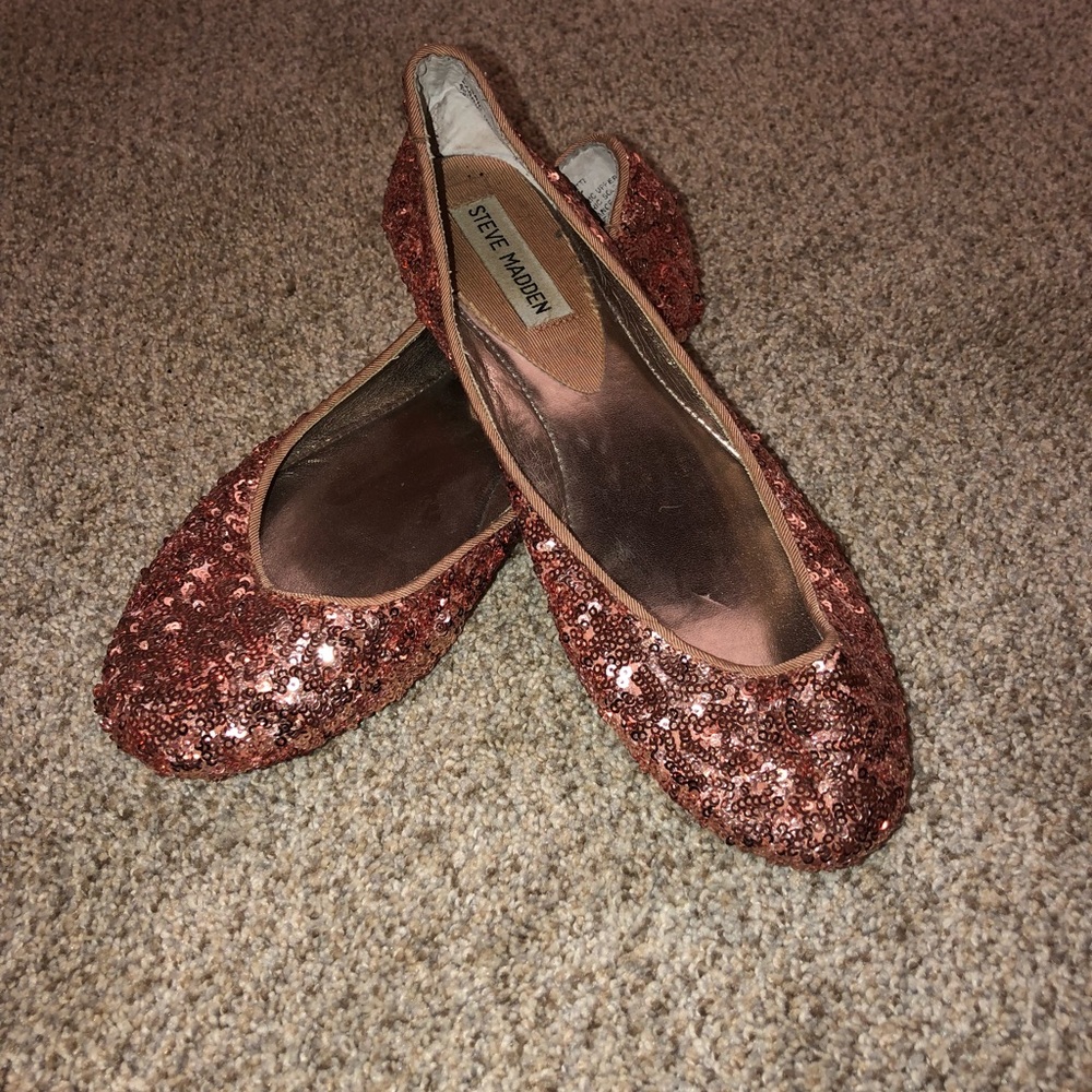Sparkly Rose Gold Steve Madden Flats